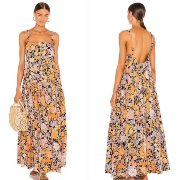 Free People Dresses & Skirts - Free People Park Slope Floral Cotton Maxi Dress Navy Boho S